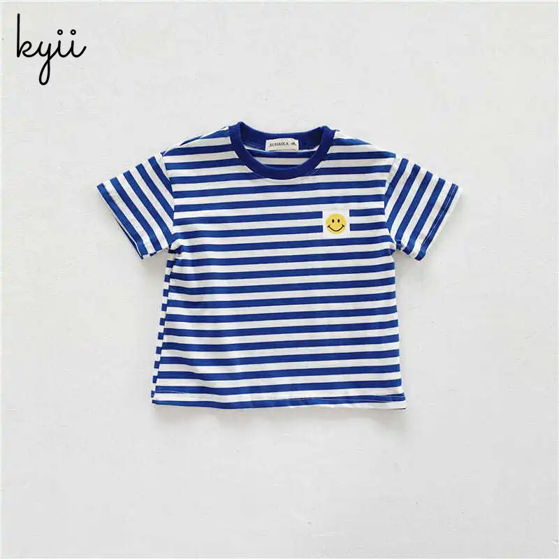 KYII Children summer cotton short sleeve shirt Stripe Korean Shirt kyb007