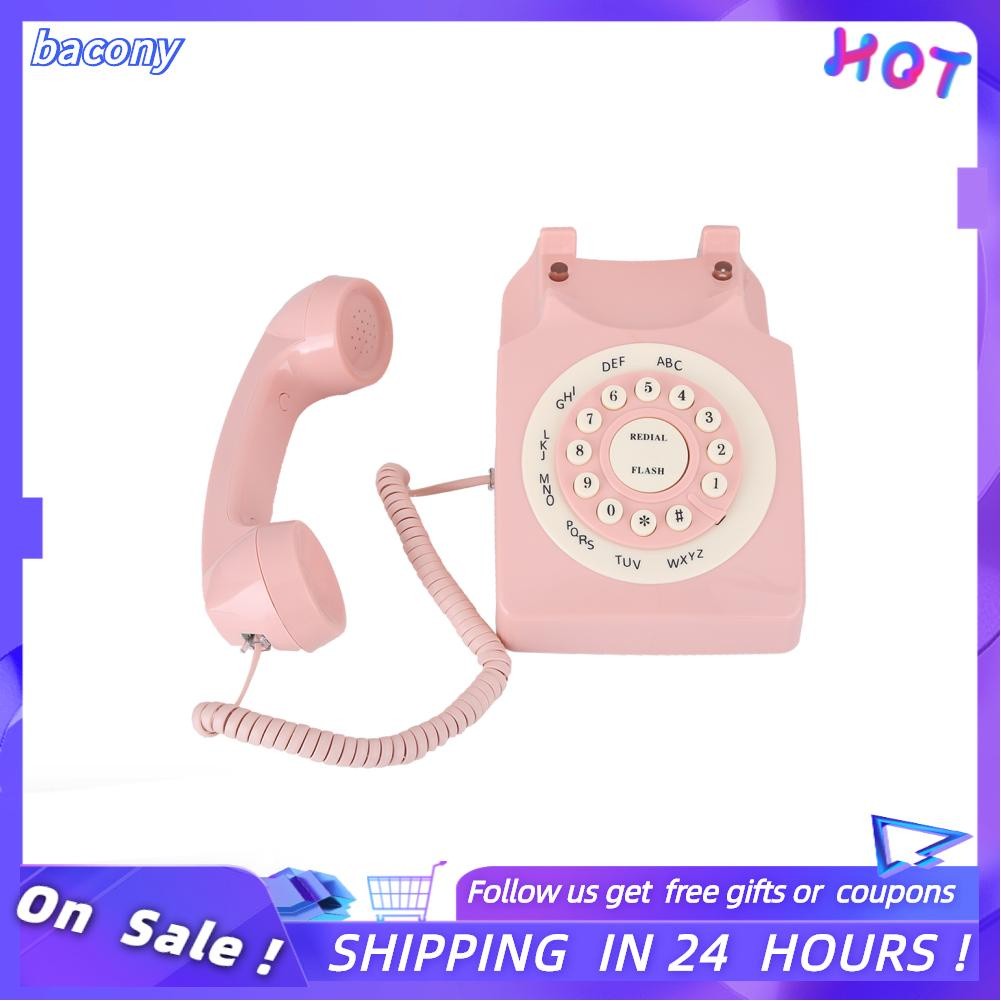 Bacony 【Xcoco】Vintage Telephone High Definition Call Quality Wired for Home Office Pink